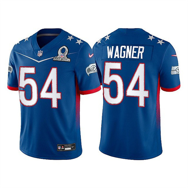 Men's Seattle Seahawks #54 Bobby Wagner 2022 Royal NFC Pro Bowl Stitched Jersey Men's Seattle Seahawks #54 Bobby Wagner 2022 Royal NFC Pro Bowl Stitched Jersey